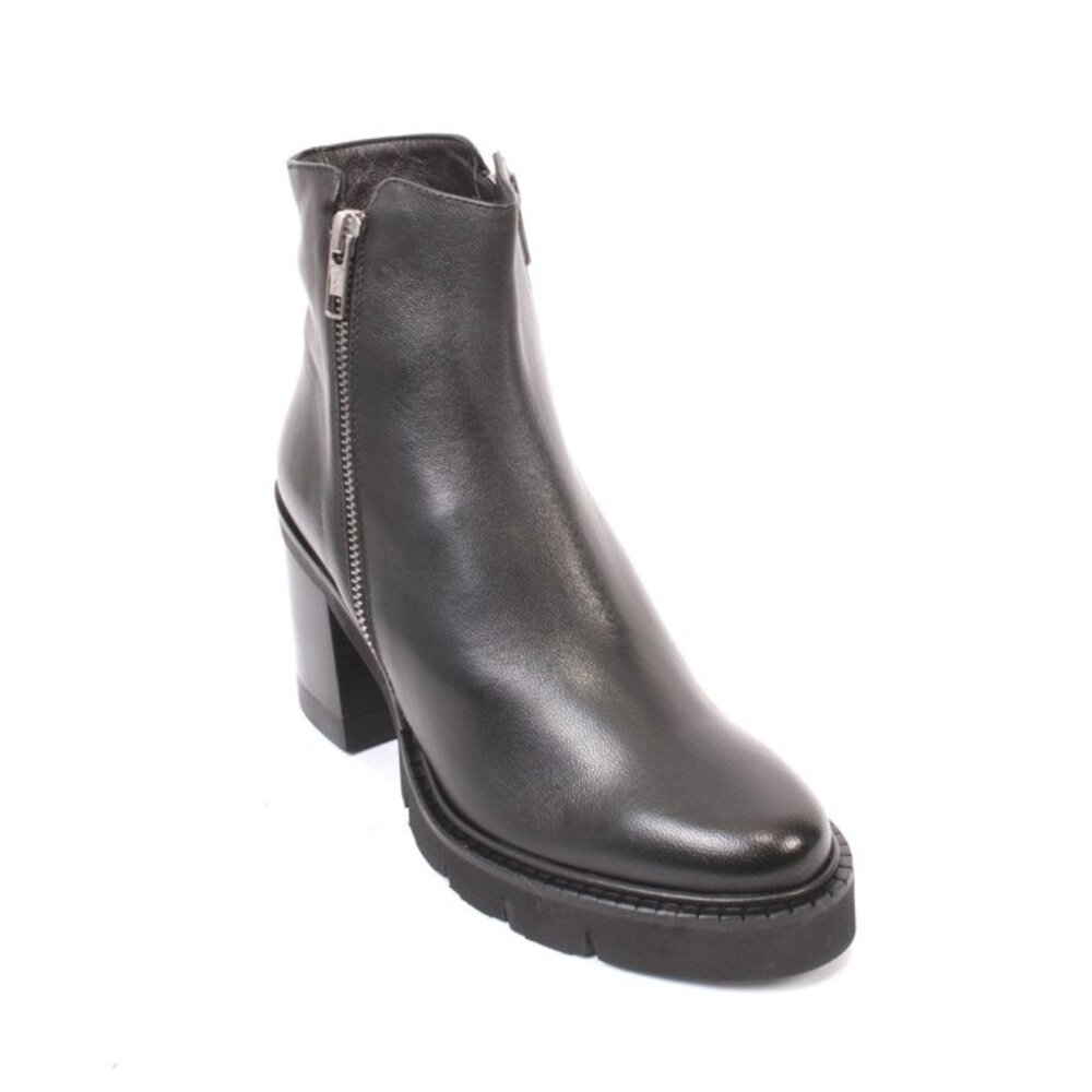 Luca Grossi 180 Black Leather Ankle Heel Boots
